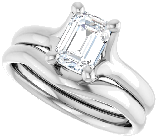 Sužadėtuvių Žiedas „Solitaire“ 14k white gold Emerald 7mm x 5mm (10)