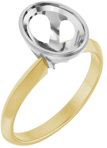 Sužadėtuvių Žiedas „Bezel-Set Solitaire“ 14k yellow/white gold Oval 9mm x 7mm (1)