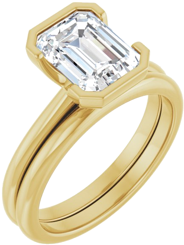 Sužadėtuvių Žiedas „Half-Bezel“ 14k yellow gold Emerald 8.5mm x 6.5mm (6)