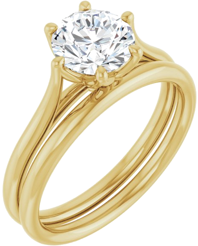 18K Yellow 7 mm Round Engagement Ring Mounting (6)