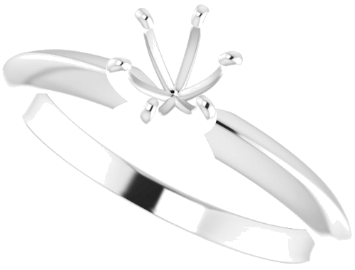 14K White 4.2-4.9 mm Round 6-Prong Solitaire Ring Mounting (5)