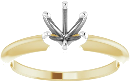 14K Yellow   White 5.7-6 mm Round 6-Prong Comfort-Fit Solitaire Ring Mounting (3)