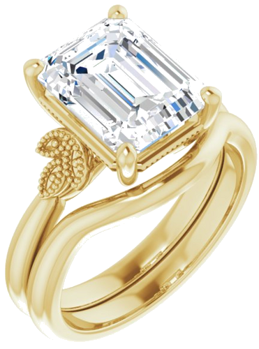 14K Yellow 10x8 mm Emerald Solitaire Engagement Ring Mounting (6)