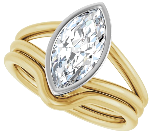Sužadėtuvių Žiedas „Bezel-Set Solitaire“ 14k yellow/white gold Marquise 12mm x 6mm (10)