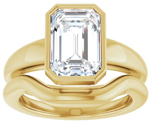 Sužadėtuvių Žiedas „Bezel-Set Solitaire“ 14k yellow gold Emerald 10mm x 7mm (8)