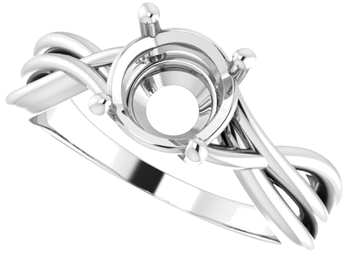 14K White 7.4 mm Round Solitaire Engagement Ring Mounting (5)