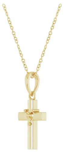 14K Yellow 3x3 mm Heart Cross 16-18  Necklace (2)
