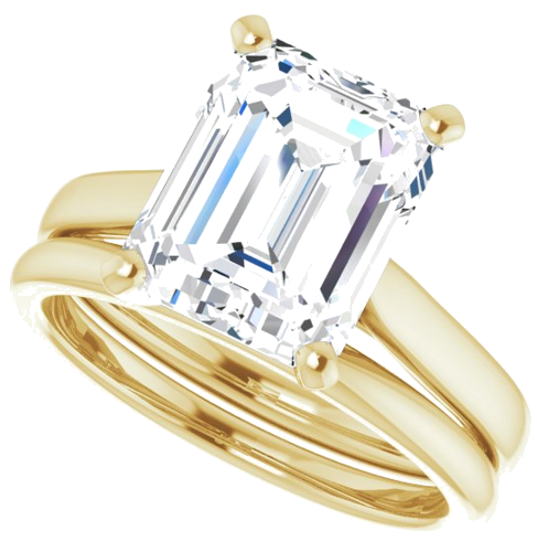 Sužadėtuvių Žiedas „Solitaire“ 585 Geltonojo Aukso Emerald 10mm x 8mm (10)