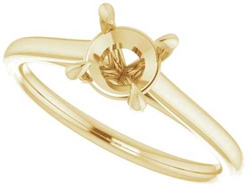 14K Yellow  6 mm Round Solitaire Engagement Ring Mounting (5)