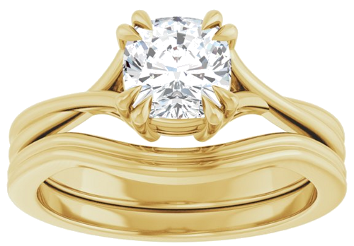 Sužadėtuvių Žiedas „Double Claw-Prong Solitaire Criss-Cross“ 14k yellow gold Cushion 6mm (8)