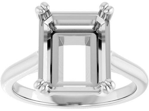 Sužadėtuvių Žiedas „Double Claw-Prong Solitaire“ 14k white gold Emerald 11mm x 9mm (3)
