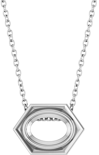 Pakabukas „Bezel-Set“ 14k white gold Oval 7mm x 5mm (1)