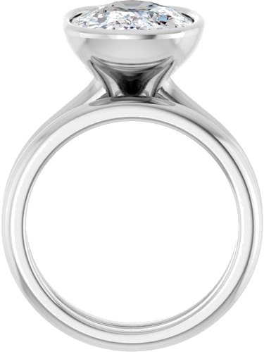 Sužadėtuvių Žiedas „Bezel-Set Solitaire“ 14k white gold Elongated Cushion 14mm x 10mm (7)