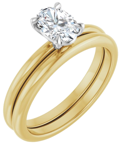 Sužadėtuvių Žiedas 585 Baltojo Ir Geltonojo Aukso Oval 7mm x 5mm (6)