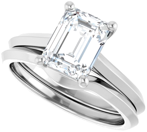 Sužadėtuvių Žiedas „Solitaire“ 585 Baltojo Aukso Emerald 8mm x 6mm (10)