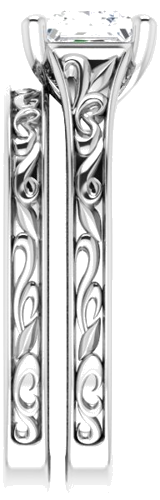 Sužadėtuvių Žiedas „Solitaire Scroll“ 14k white gold Square 5.5mm (9)