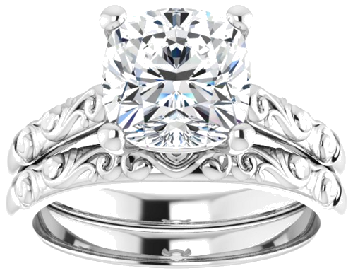 Sužadėtuvių Žiedas „Solitaire“ 14k white gold Cushion 8mm (8)