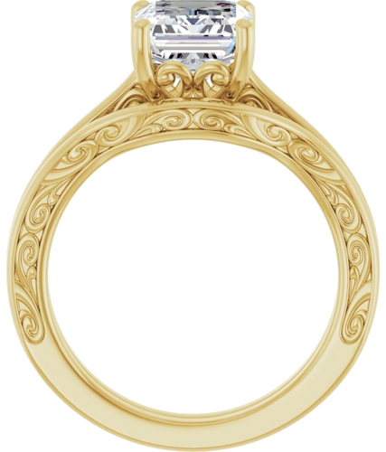 Sužadėtuvių Žiedas „Solitaire“ 585 Geltonojo Aukso Emerald 9mm x 7mm (7)