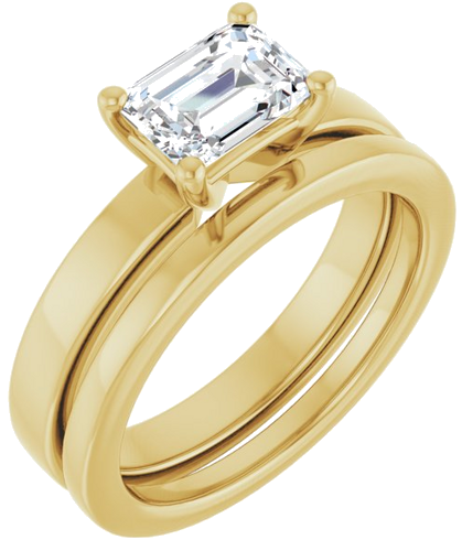 Sužadėtuvių Žiedas „Solitaire“ 417 Geltonojo Aukso Emerald 7mm x 5mm (6)