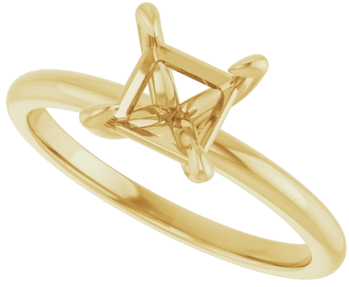 14K Yellow  5.5x5.5 mm Square Solitaire Engagement Ring Mounting (5)