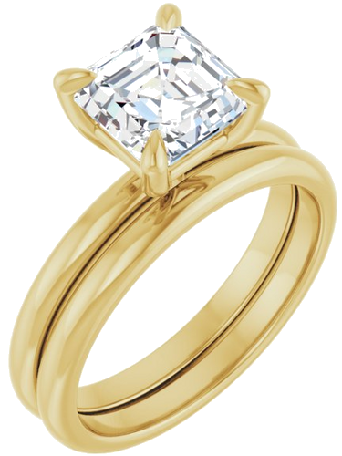 14K Yellow  7x7 mm Asscher Solitaire Engagement Ring Mounting (6)
