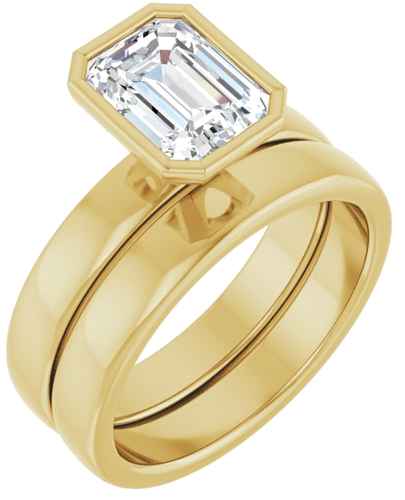Sužadėtuvių Žiedas „Bezel-Set Solitaire“ 14k yellow gold Emerald 8mm x 6mm (6)