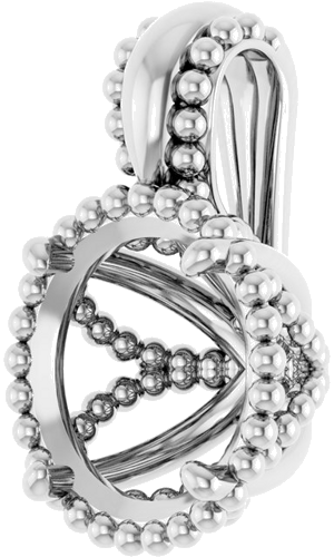 Pakabukas „Beaded“ 14k white gold Round 8mm (2)