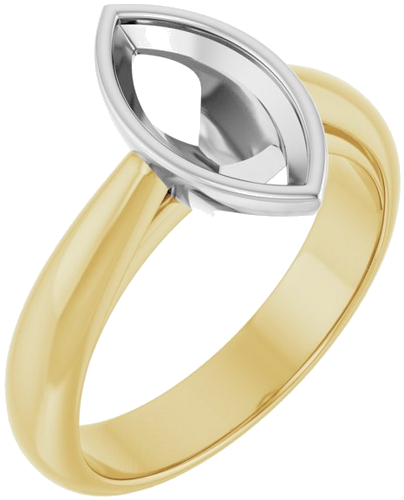 Sužadėtuvių Žiedas „Bezel-Set Solitaire“ 14k yellow/white gold Marquise 11mm x 5.5mm (1)