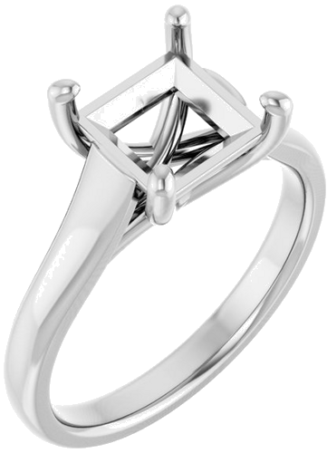 14K White 7 mm Square Solitaire Engagement Ring Mounting (1)