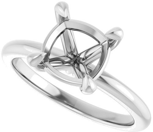 14K White 8x8 mm Cushion Solitaire Engagement Ring Mounting (5)