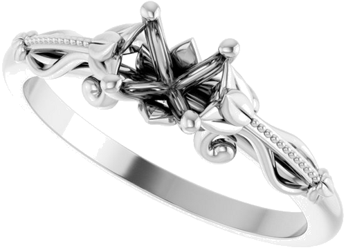 Sužadėtuvių Žiedas „Solitaire Sculptural“ 14k white gold Round 5.2mm (5)