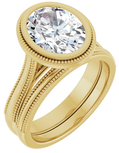 Sužadėtuvių Žiedas „Bezel-Set Solitaire“ 10k yellow gold Oval 10mm x 8mm (6)