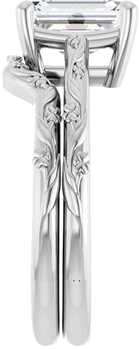 Sužadėtuvių Žiedas „Solitaire“ 14k white gold Emerald 8mm x 6mm (9)