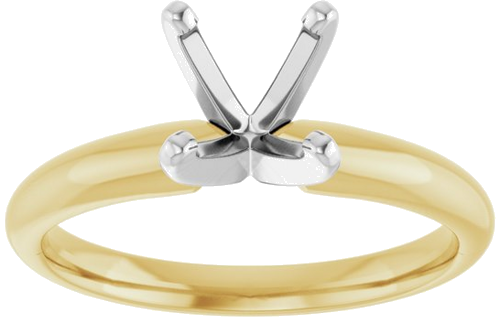 14K Yellow   White 6-6.6 mm Round 4-Prong Solitaire Ring Mounting (3)