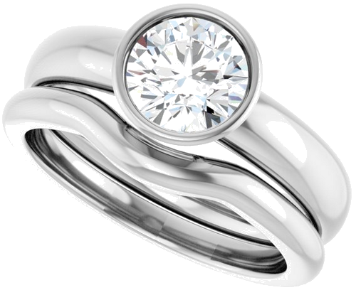 Sužadėtuvių Žiedas „Bezel-Set Solitaire“ 585 Baltojo Aukso Round 6.5mm (10)