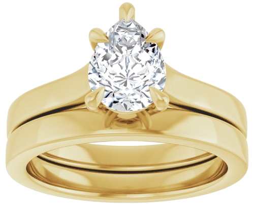 Sužadėtuvių Žiedas „Claw-Prong“ 14k yellow gold Pear 8mm x 6mm (8)