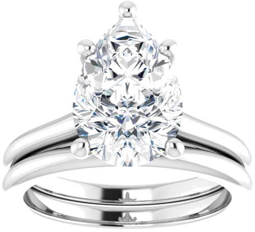 Platinum 12x8 mm Pear Solitaire Engagement Ring Mounting (8)