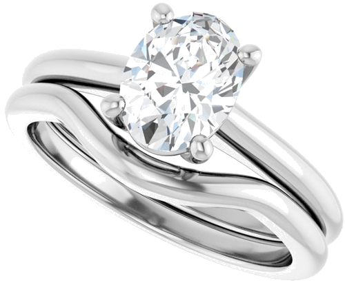 14K White 8x6 mm Oval Solitaire Engagement Ring Mounting (10)