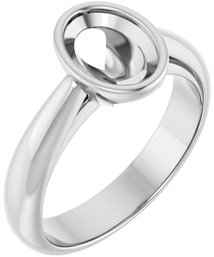 Sužadėtuvių Žiedas „Bezel-Set Solitaire“ 14k white gold Oval 8mm x 6mm (1)