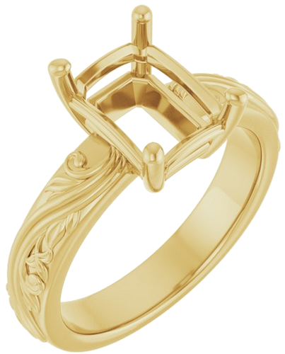 Sužadėtuvių Žiedas „Solitaire Sculptural“ 14k yellow gold Emerald 9mm x 7mm (1)