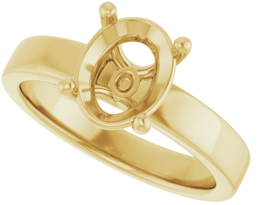 14K Yellow 9x7 mm Oval Solitaire Engagement Ring Mounting (5)