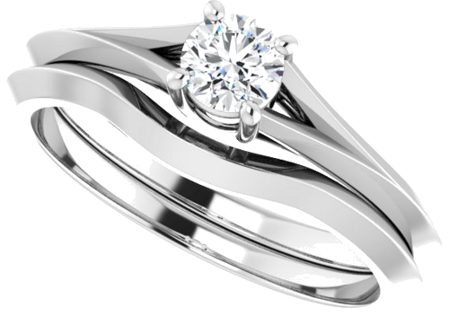 Sužadėtuvių Žiedas „Solitaire Split Shank“ 14k white gold Round 4.1mm (10)