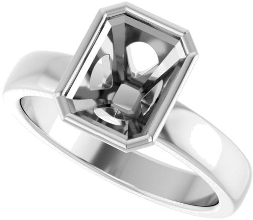 Sužadėtuvių Žiedas „Bezel-Set Solitaire“ 14k white gold Emerald 8mm x 6mm (5)