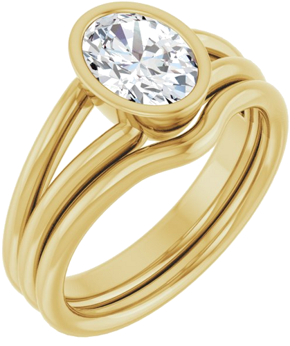Sužadėtuvių Žiedas „Bezel-Set Solitaire“ 14k yellow gold Oval 8mm x 6mm (6)