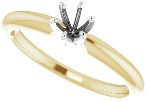 Sužadėtuvių Žiedas „Solitaire“ 585 Baltojo Ir Geltonojo Aukso Round 4.2mm x 4.9mm (5)