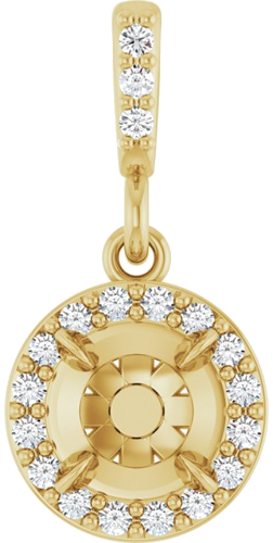 Pakabukas „Halo-Style“ 14k yellow gold Round 5.2mm (1)