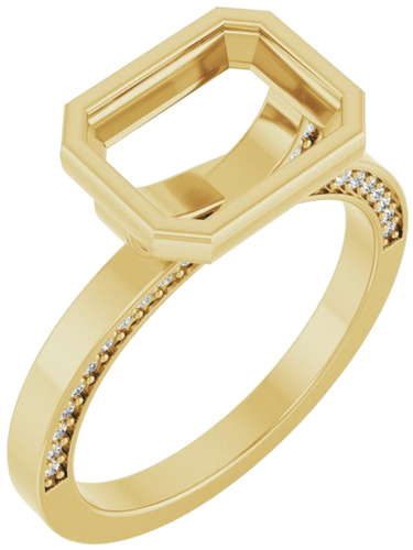 Sužadėtuvių Žiedas „Bezel-Set Accented“ 14k yellow gold Emerald 9mm x 7mm (1)