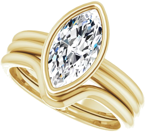 Sužadėtuvių Žiedas „Bezel-Set Solitaire“ 585 Geltonojo Aukso Marquise 12mm x 6mm (10)