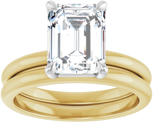 14K Yellow White 9x7 mm Emerald Solitaire Engagement Ring Mounting (8)