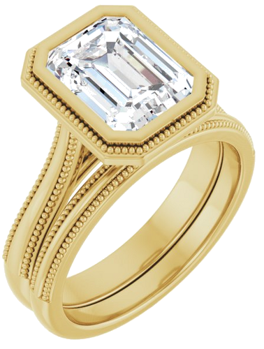 Sužadėtuvių Žiedas „Solitaire“ 585 Geltonojo Aukso Emerald 9mm x 7mm (6)